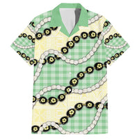 Green Palaka Hawaii Family Matching Long Sleeve Bodycon Dress and Hawaiian Shirt Kukui Nut Pikake Lei Hawaiian Tapa Pattern LT14 Dad's Shirt - Short Sleeve Green - Polynesian Pride