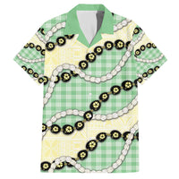 Green Palaka Hawaii Family Matching Off The Shoulder Long Sleeve Dress and Hawaiian Shirt Kukui Nut Pikake Lei Hawaiian Tapa Pattern LT14 Dad's Shirt - Short Sleeve Green - Polynesian Pride