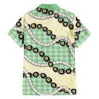 Green Palaka Hawaii Family Matching Short Sleeve Bodycon Dress and Hawaiian Shirt Kukui Nut Pikake Lei Hawaiian Tapa Pattern LT14 - Polynesian Pride