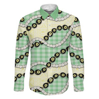 Green Palaka Hawaii Family Matching Summer Maxi Dress and Hawaiian Shirt Kukui Nut Pikake Lei Hawaiian Tapa Pattern LT14 Dad's Shirt - Long Sleeve Green - Polynesian Pride