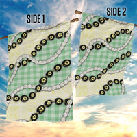 Green Palaka Hawaii Garden Flag Kukui Nut Pikake Lei Hawaiian Tapa Pattern - Polynesian Pride