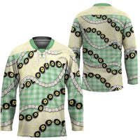 Green Palaka Hawaii Hockey Jersey Kukui Nut Pikake Lei Hawaiian Tapa Pattern - Polynesian Pride