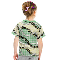 Green Palaka Hawaii Kid T Shirt Kukui Nut Pikake Lei Hawaiian Tapa Pattern - Polynesian Pride