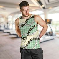 Green Palaka Hawaii Men Tank Top Kukui Nut Pikake Lei Hawaiian Tapa Pattern - Polynesian Pride