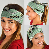 Green Palaka Hawaii Neck Gaiter Kukui Nut Pikake Lei Hawaiian Tapa Pattern - Polynesian Pride