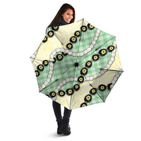 Green Palaka Hawaii Umbrella Kukui Nut Pikake Lei Hawaiian Tapa Pattern - Polynesian Pride