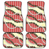Red Palaka Hawaii Car Mats Kukui Nut Pikake Lei Hawaiian Tapa Pattern - Polynesian Pride