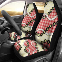 Red Palaka Hawaii Car Seat Cover Kukui Nut Pikake Lei Hawaiian Tapa Pattern - Polynesian Pride