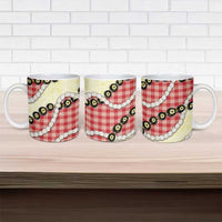 Red Palaka Hawaii Ceramic Mug Kukui Nut Pikake Lei Hawaiian Tapa Pattern - Polynesian Pride