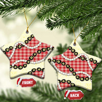 Red Palaka Hawaii Ceramic Ornament Kukui Nut Pikake Lei Hawaiian Tapa Pattern - Polynesian Pride