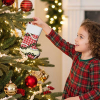 Red Palaka Hawaii Christmas Stocking Kukui Nut Pikake Lei Hawaiian Tapa Pattern - Polynesian Pride