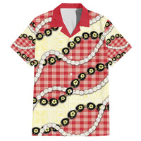 Red Palaka Hawaii Family Matching Off The Shoulder Long Sleeve Dress and Hawaiian Shirt Kukui Nut Pikake Lei Hawaiian Tapa Pattern LT14 Dad's Shirt - Short Sleeve Red - Polynesian Pride