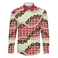 Red Palaka Hawaii Family Matching Off Shoulder Maxi Dress and Hawaiian Shirt Kukui Nut Pikake Lei Hawaiian Tapa Pattern LT14 Dad's Shirt - Long Sleeve Red - Polynesian Pride