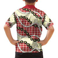 Red Palaka Hawaii Family Matching Puletasi and Hawaiian Shirt Kukui Nut Pikake Lei Hawaiian Tapa Pattern - Polynesian Pride