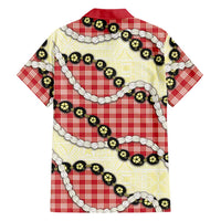 Red Palaka Hawaii Family Matching Short Sleeve Bodycon Dress and Hawaiian Shirt Kukui Nut Pikake Lei Hawaiian Tapa Pattern LT14 - Polynesian Pride
