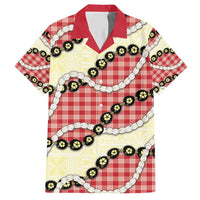 Red Palaka Hawaii Hawaiian Shirt Kukui Nut Pikake Lei Hawaiian Tapa Pattern - Polynesian Pride