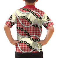 Red Palaka Hawaii Kid Hawaiian Shirt Kukui Nut Pikake Lei Hawaiian Tapa Pattern - Polynesian Pride