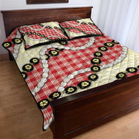 Red Palaka Hawaii Quilt Bed Set Kukui Nut Pikake Lei Hawaiian Tapa Pattern - Polynesian Pride