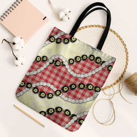 Red Palaka Hawaii Tote Bag Kukui Nut Pikake Lei Hawaiian Tapa Pattern - Polynesian Pride