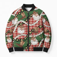 Cowboy Hawaii Mele Kalikimaka Bomber Puffer Jacket Paniolo Kukui Nut Pikake Lei Red Version - Polynesian Pride