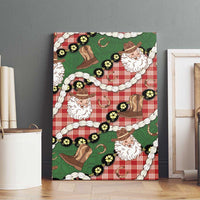 Cowboy Hawaii Mele Kalikimaka Canvas Wall Art Paniolo Kukui Nut Pikake Lei Red Version - Polynesian Pride