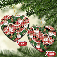 Cowboy Hawaii Mele Kalikimaka Ceramic Ornament Paniolo Kukui Nut Pikake Lei Red Version - Polynesian Pride