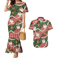 Cowboy Hawaii Mele Kalikimaka Couples Matching Mermaid Dress and Hawaiian Shirt Paniolo Kukui Nut Pikake Lei Red Version LT14 Red - Polynesian Pride