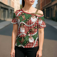 Cowboy Hawaii Mele Kalikimaka Cross Shoulder Shirt Paniolo Kukui Nut Pikake Lei Red Version - Polynesian Pride