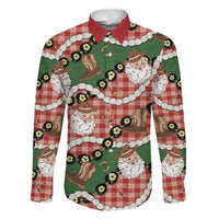 Cowboy Hawaii Mele Kalikimaka Family Matching Long Sleeve Bodycon Dress and Hawaiian Shirt Paniolo Kukui Nut Pikake Lei Red Version LT14 Dad's Shirt - Long Sleeve Red - Polynesian Pride