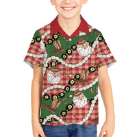 Cowboy Hawaii Mele Kalikimaka Family Matching Long Sleeve Bodycon Dress and Hawaiian Shirt Paniolo Kukui Nut Pikake Lei Red Version LT14 Son's Shirt Red - Polynesian Pride