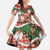 Cowboy Hawaii Mele Kalikimaka Family Matching Mermaid Dress and Hawaiian Shirt Paniolo Kukui Nut Pikake Lei Red Version LT14 Daughter's Dress Red - Polynesian Pride