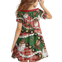 Cowboy Hawaii Mele Kalikimaka Family Matching Off Shoulder Short Dress and Hawaiian Shirt Paniolo Kukui Nut Pikake Lei Red Version LT14 - Polynesian Pride