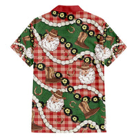 Cowboy Hawaii Mele Kalikimaka Family Matching Off Shoulder Short Dress and Hawaiian Shirt Paniolo Kukui Nut Pikake Lei Red Version LT14 - Polynesian Pride