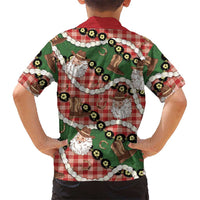 Cowboy Hawaii Mele Kalikimaka Family Matching Short Sleeve Bodycon Dress and Hawaiian Shirt Paniolo Kukui Nut Pikake Lei Red Version LT14 - Polynesian Pride