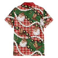 Cowboy Hawaii Mele Kalikimaka Family Matching Short Sleeve Bodycon Dress and Hawaiian Shirt Paniolo Kukui Nut Pikake Lei Red Version LT14 - Polynesian Pride