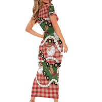 Cowboy Hawaii Mele Kalikimaka Family Matching Short Sleeve Bodycon Dress and Hawaiian Shirt Paniolo Kukui Nut Pikake Lei Red Version LT14 - Polynesian Pride