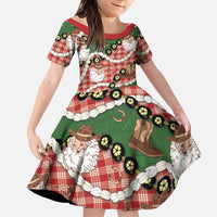 Cowboy Hawaii Mele Kalikimaka Family Matching Tank Maxi Dress and Hawaiian Shirt Paniolo Kukui Nut Pikake Lei Red Version LT14 Daughter's Dress Red - Polynesian Pride
