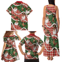 Cowboy Hawaii Mele Kalikimaka Family Matching Tank Maxi Dress and Hawaiian Shirt Paniolo Kukui Nut Pikake Lei Red Version - Polynesian Pride