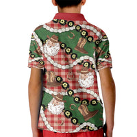 Cowboy Hawaii Mele Kalikimaka Kid Polo Shirt Paniolo Kukui Nut Pikake Lei Red Version - Polynesian Pride