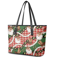 Cowboy Hawaii Mele Kalikimaka Leather Tote Bag Paniolo Kukui Nut Pikake Lei Red Version - Polynesian Pride