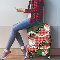 Cowboy Hawaii Mele Kalikimaka Luggage Cover Paniolo Kukui Nut Pikake Lei Red Version - Polynesian Pride