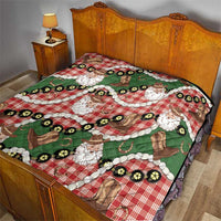 Cowboy Hawaii Mele Kalikimaka Quilt Paniolo Kukui Nut Pikake Lei Red Version - Polynesian Pride