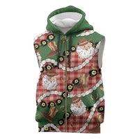 Cowboy Hawaii Mele Kalikimaka Sleeveless Zip Hoodie Paniolo Kukui Nut Pikake Lei Red Version - Polynesian Pride