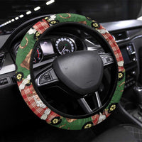 Cowboy Hawaii Mele Kalikimaka Steering Wheel Cover Paniolo Kukui Nut Pikake Lei Red Version - Polynesian Pride