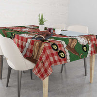 Cowboy Hawaii Mele Kalikimaka Tablecloth Paniolo Kukui Nut Pikake Lei Red Version - Polynesian Pride