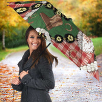 Cowboy Hawaii Mele Kalikimaka Umbrella Paniolo Kukui Nut Pikake Lei Red Version - Polynesian Pride