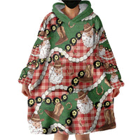 Cowboy Hawaii Mele Kalikimaka Wearable Blanket Hoodie Paniolo Kukui Nut Pikake Lei Red Version - Polynesian Pride
