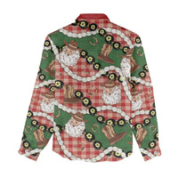 Cowboy Hawaii Mele Kalikimaka Women Casual Shirt Paniolo Kukui Nut Pikake Lei Red Version - Polynesian Pride