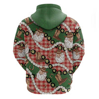 Cowboy Hawaii Mele Kalikimaka Zip Hoodie Paniolo Kukui Nut Pikake Lei Red Version - Polynesian Pride