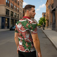 Cowboy Hawaii Mele Kalikimaka Zipper Polo Shirt Paniolo Kukui Nut Pikake Lei Red Version - Polynesian Pride